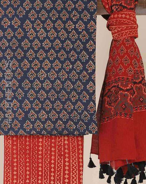 Indigo HBP Cotton Dress Material - SRICDM137 – Sayali Rajadhyaksha Sarees