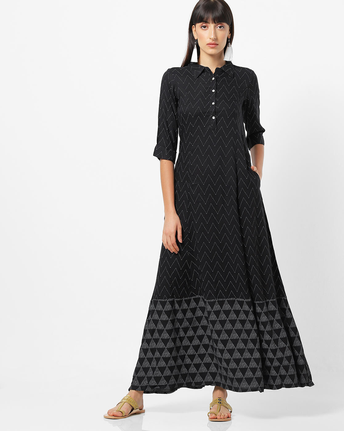 global desi black maxi dress