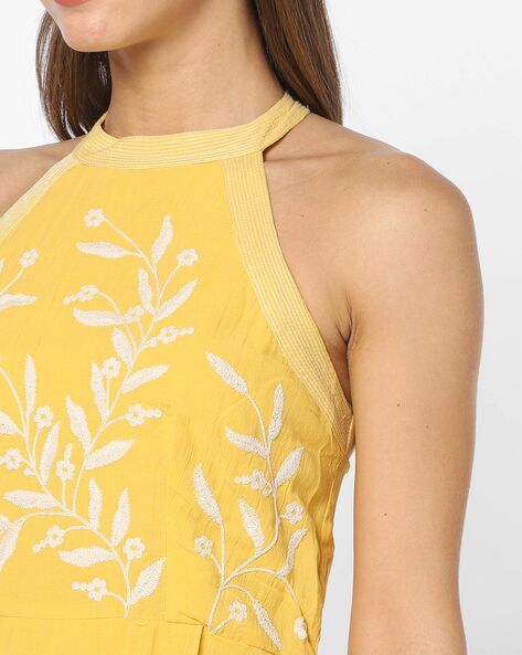 yellow halter top dress