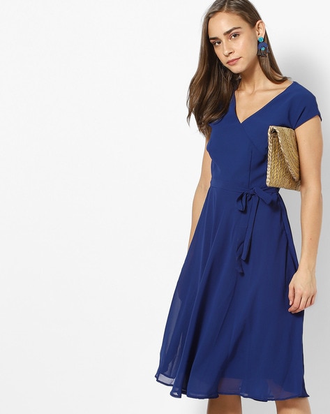 Harpa A-line Dress with Surplice Neckline