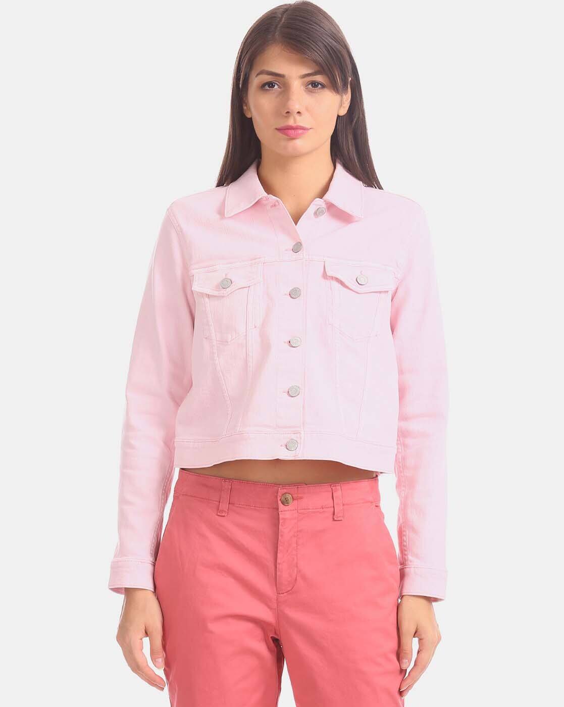 gap pink denim jacket