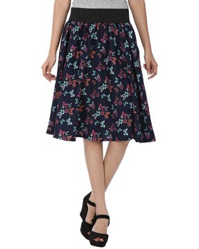 biba multicoloured printed maxi flared skirt