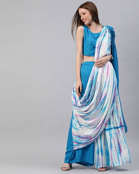 Buy Blue Sarees For Women By Aks Online Ajio Com