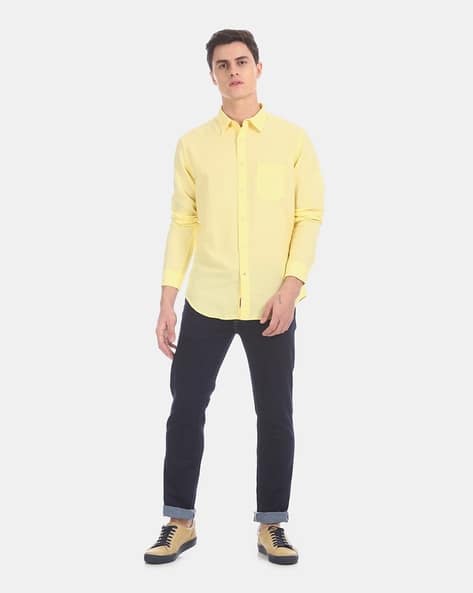 mens pastel yellow shirt