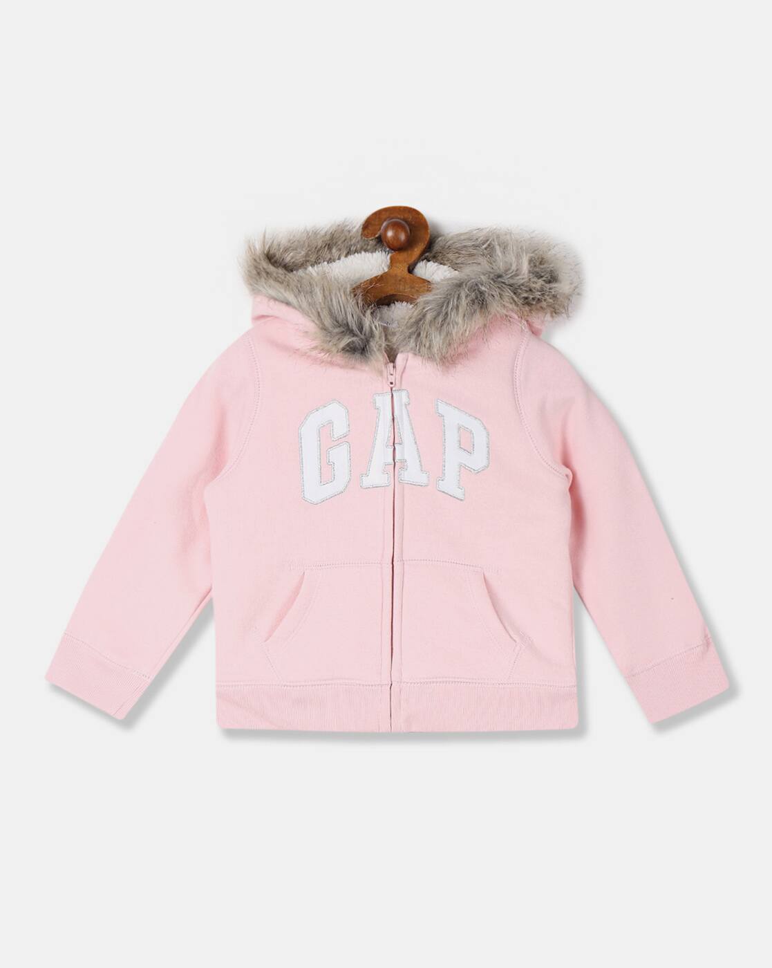 pink fur zip up hoodie