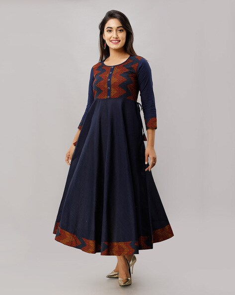 Chevron Print Anarkali Kurta