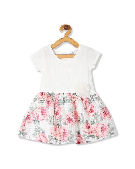 Floral Print Fit Flare Lace Dress