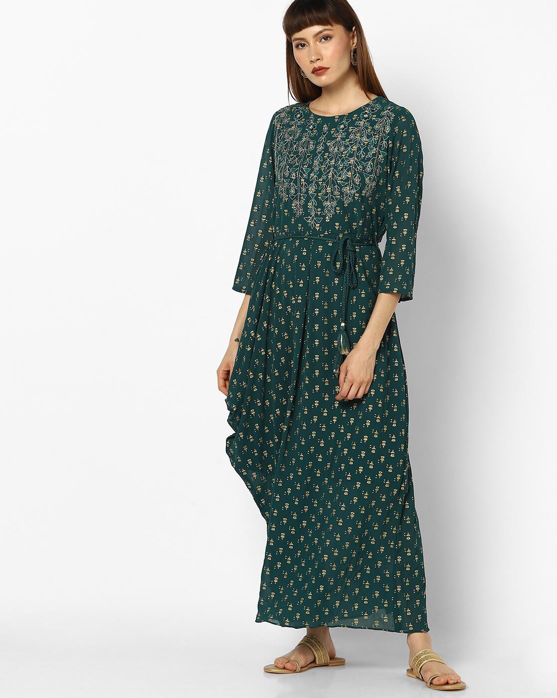 global desi green maxi dress