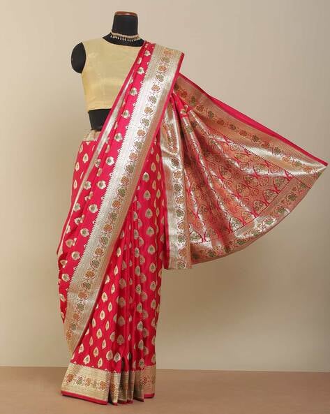 Banarasi Silk Sarees with Woven, Heavy Embroidery work SR054113431