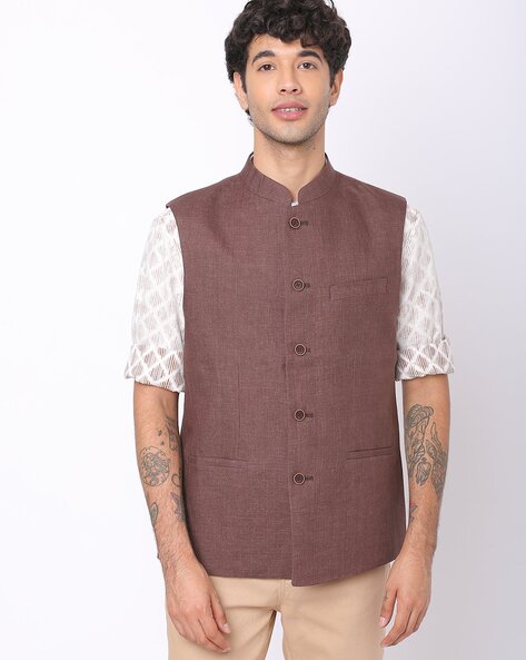 SAVE ₹2079 on Taavi Men Pure Cotton Woven Legacy Nehru Jacket | Best Offer  in India