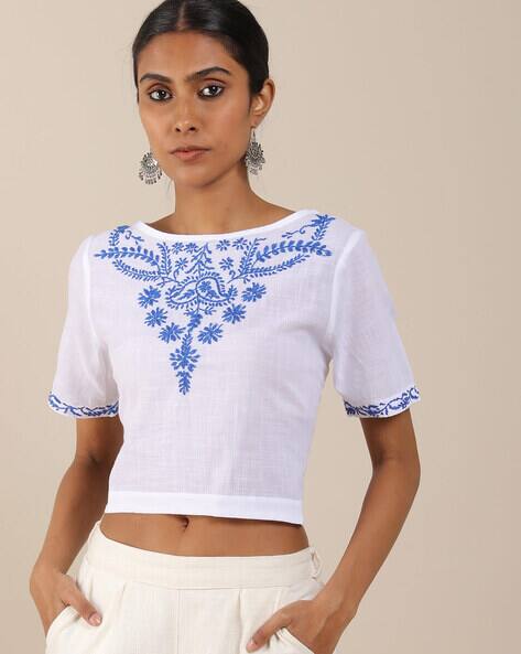 white cotton crop top