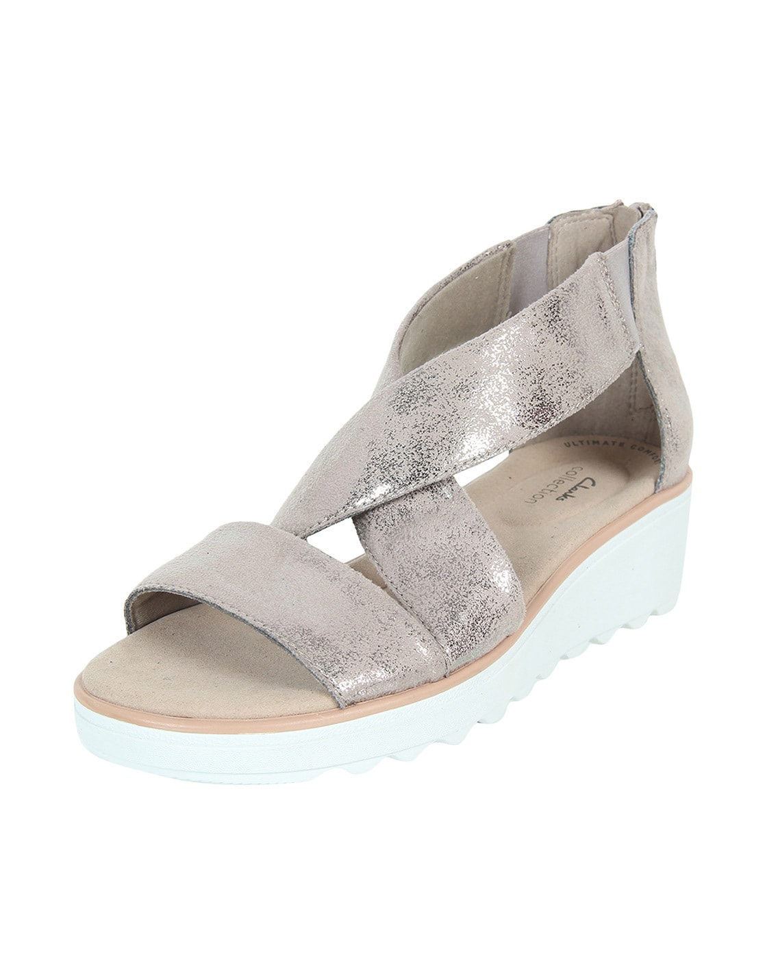 clarks grey wedges