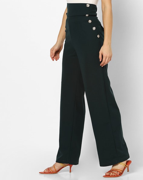 JDY Stone High Waist Double Button Wide Leg Trousers  New Look