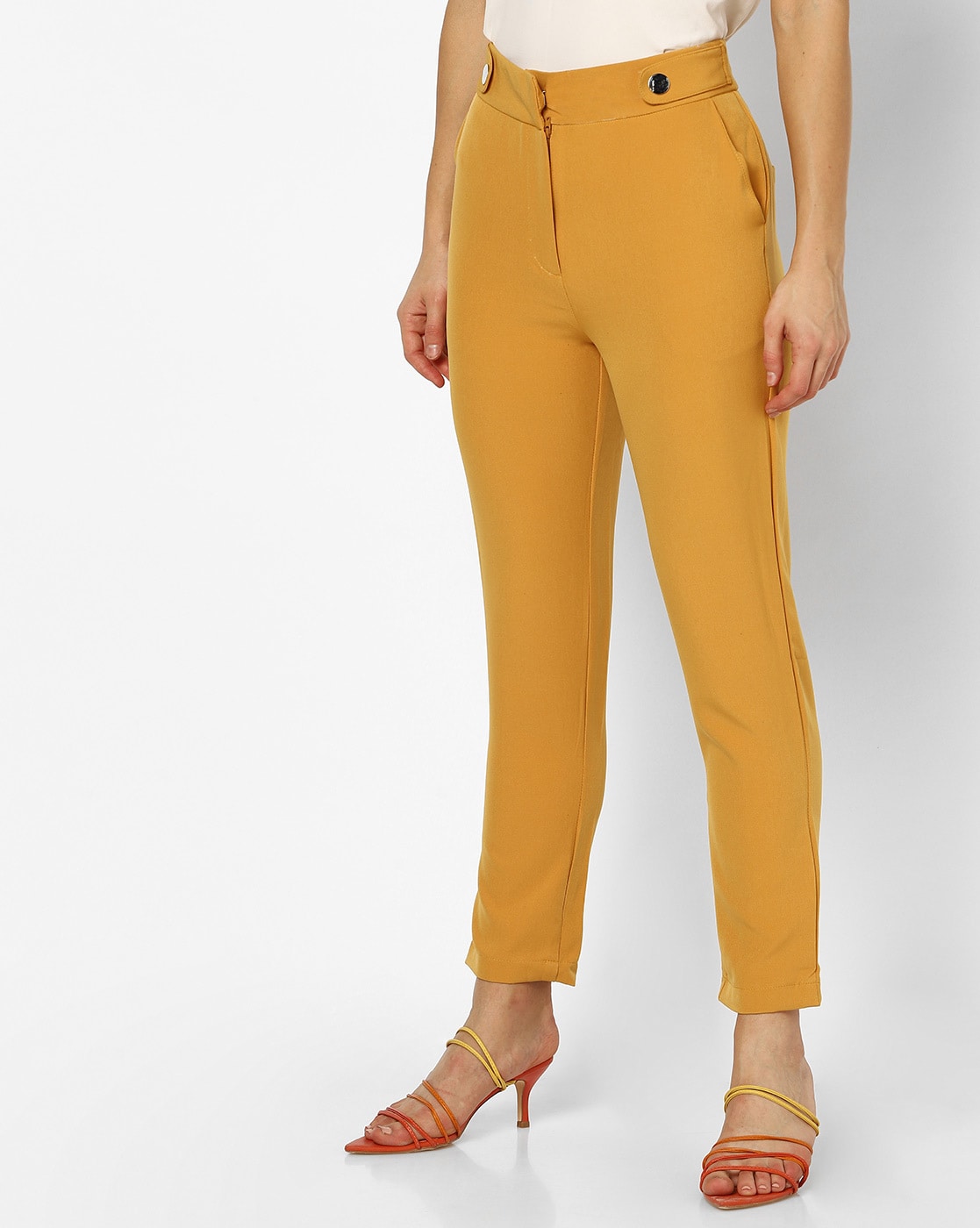 Wide pull-on trousers - Yellow - Ladies | H&M