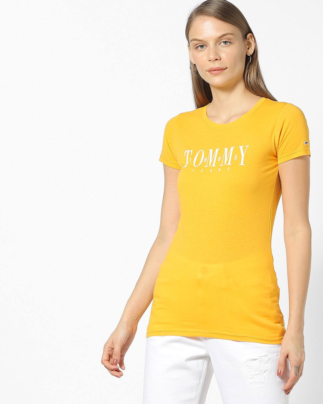 tommy hilfiger yellow t shirt womens