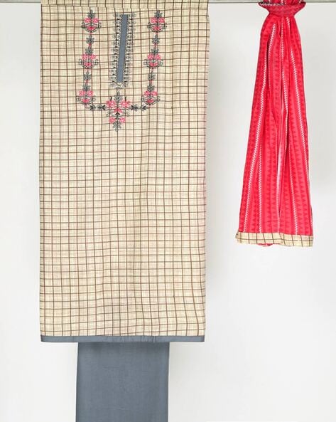 Printed 3-piece Unstitched Kurta Set Fabric Price in India