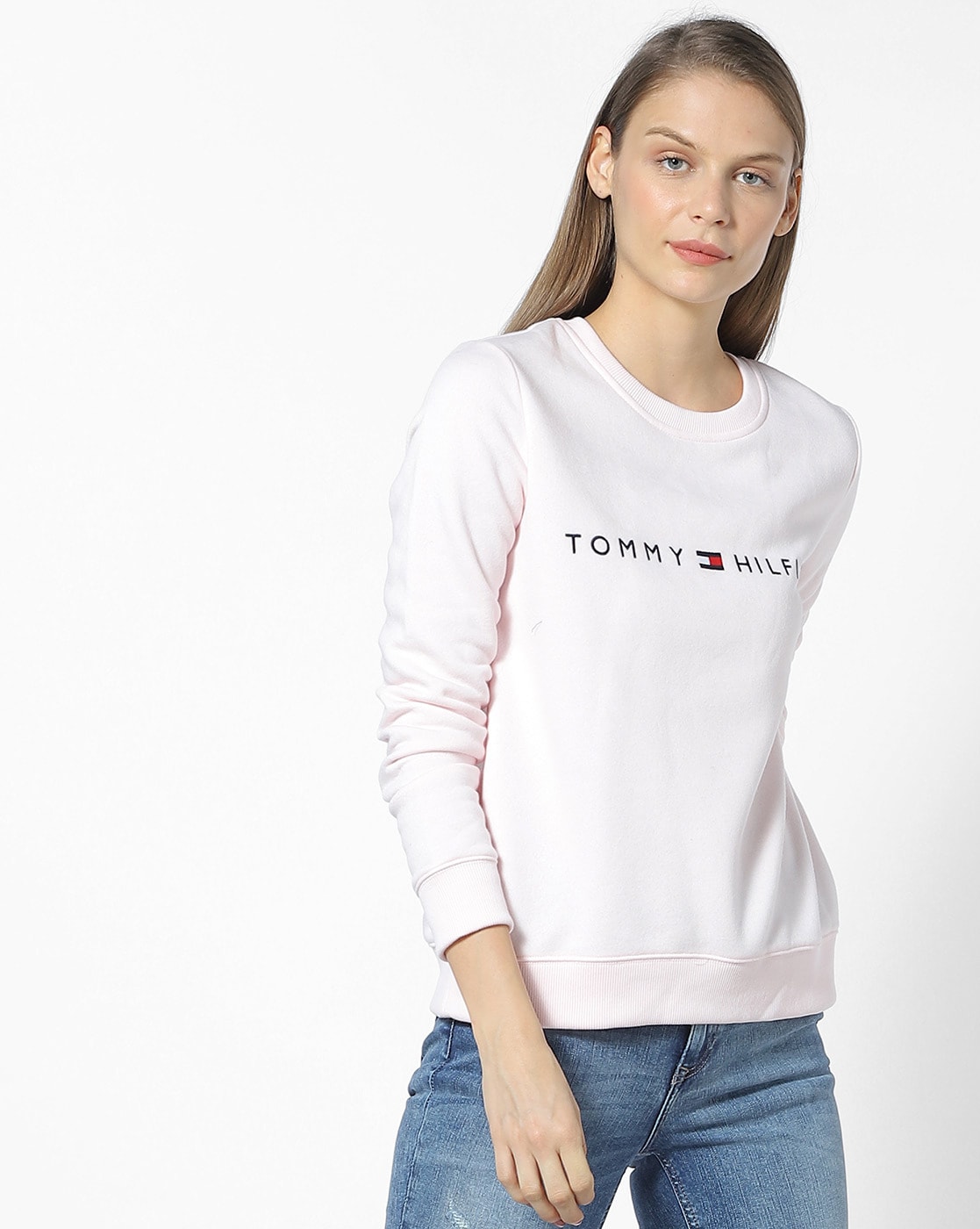 tommy hilfiger women's pink sweatshirt