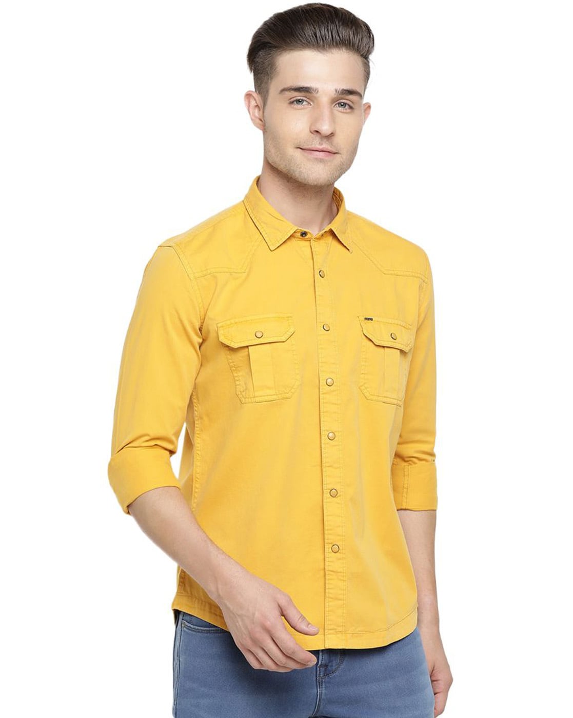 yellow shirt jeans