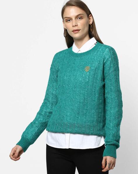 tommy hilfiger green jumper womens