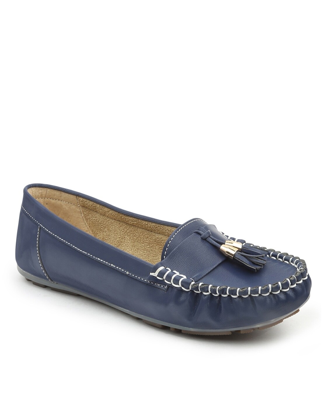 navy flat loafers