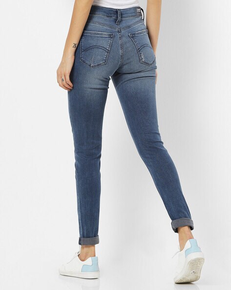 Mid-Wash High-Rise Skinny Jeans