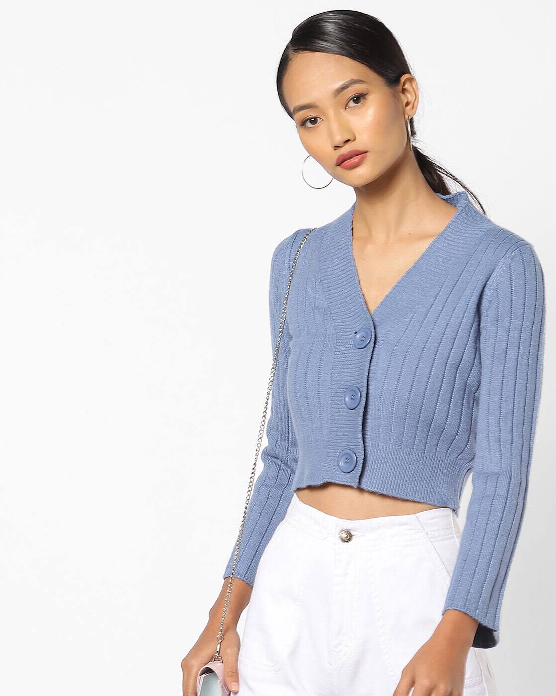 Ribbed V-neck Cardigan