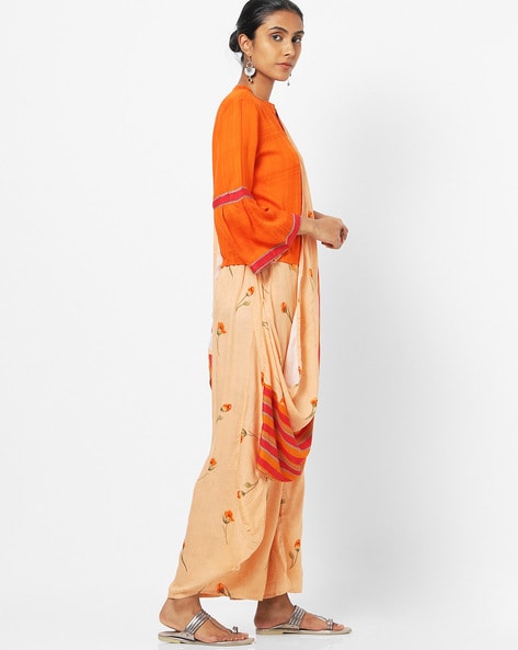 Sublime Beige attached dupatta & pants with blouse – Tifara
