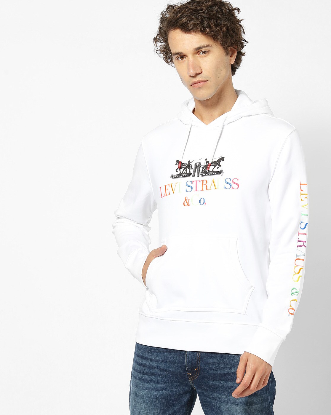white levis hoodie mens