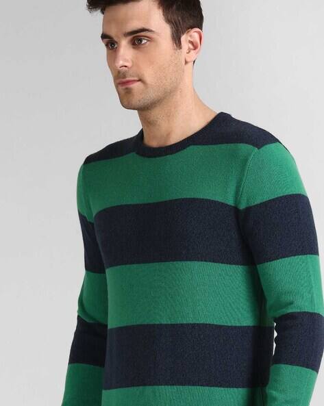 gap green and black striped sweater