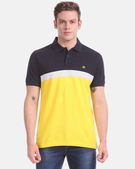 black and yellow polo t shirt