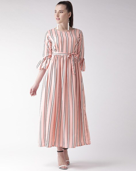 Striped A-Line Maxi Dress