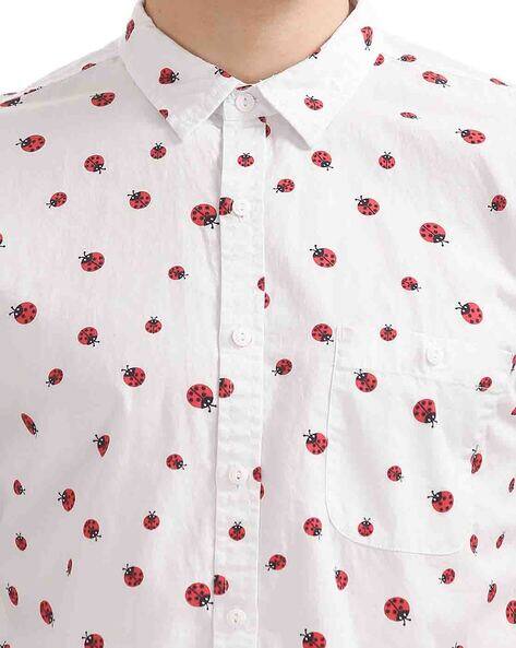 White shirt red print Clearance