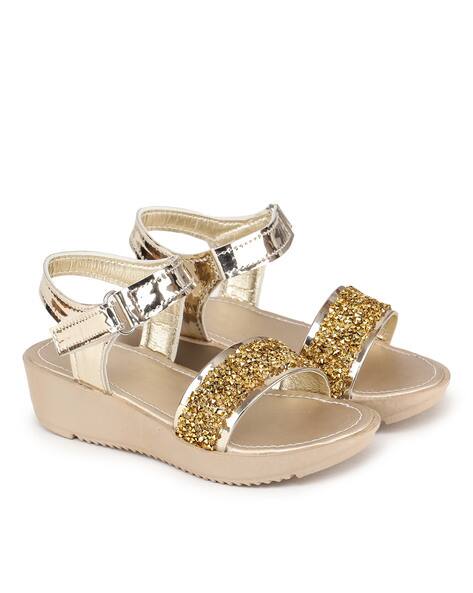 girls gold wedges