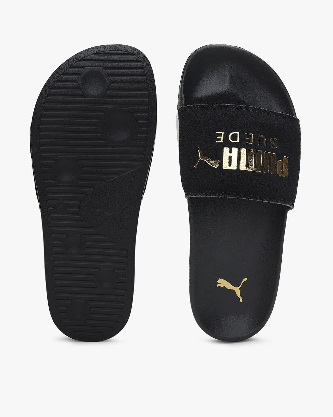 puma suede black slides