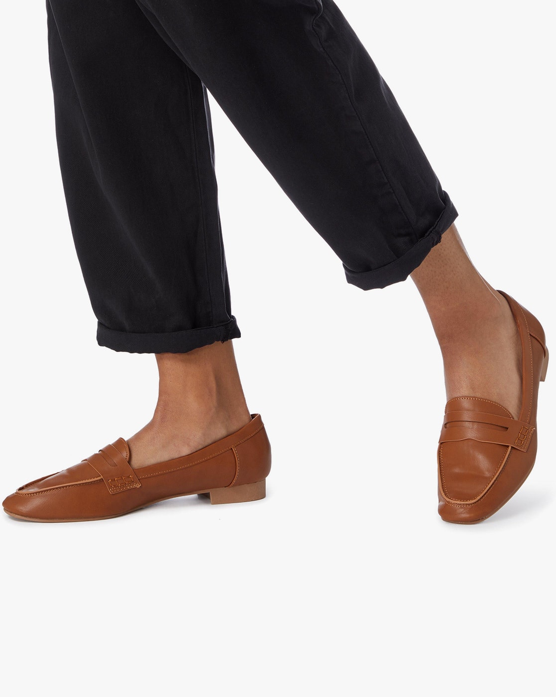 tan flat loafers