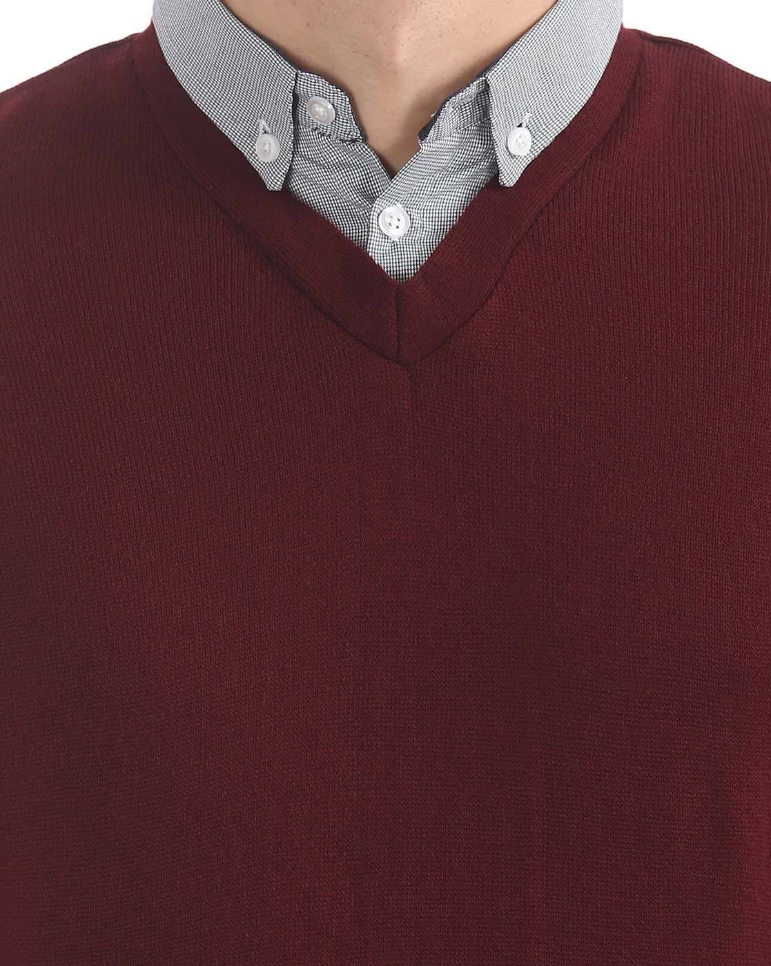 Sweater with 2024 shirt collar attached