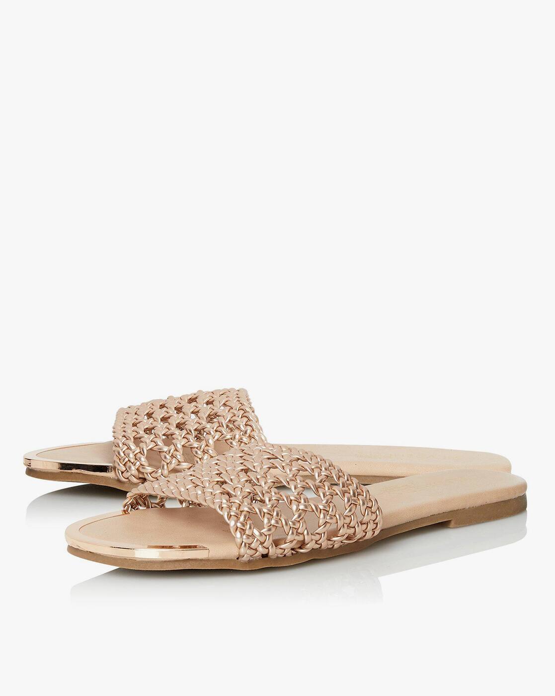 dune rose gold flat sandals