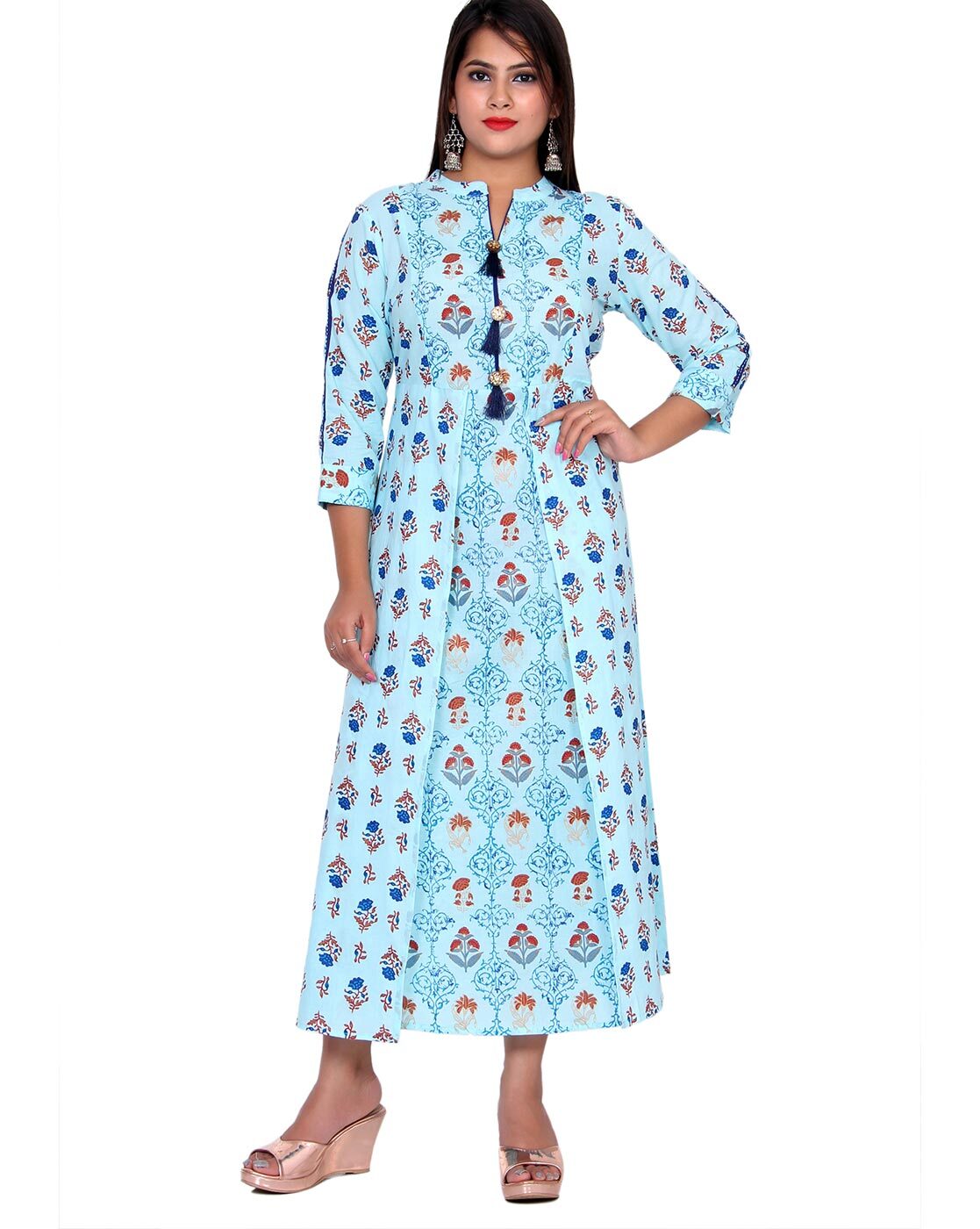 Rayon Customised A- Line Kurti with Pants | BSPKART Online Shopping