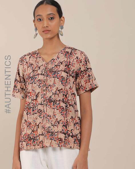 Nima Handblock Print Kalamkari Cotton Top