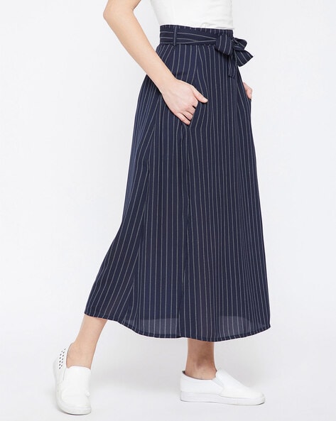 Striped navy skirt with hotsell tie waist