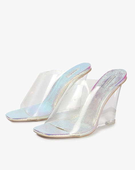 qupid clear stiletto heeled sandals