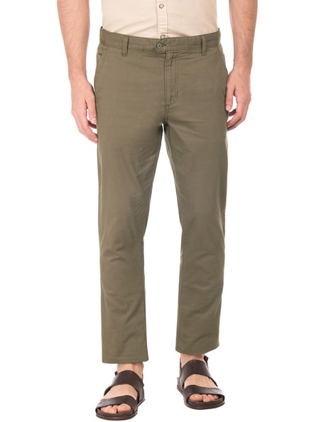 Buy RUGGERS Solid Cotton Slim Fit Men's Casual Trousers | Shoppers Stop