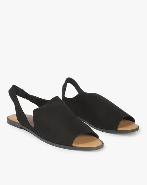 peep toe slingback flat sandals