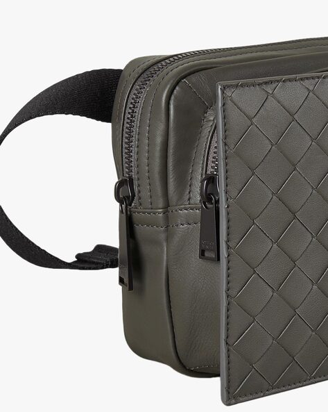 Bottega Veneta Woven Cross Body Bag in Black for Men