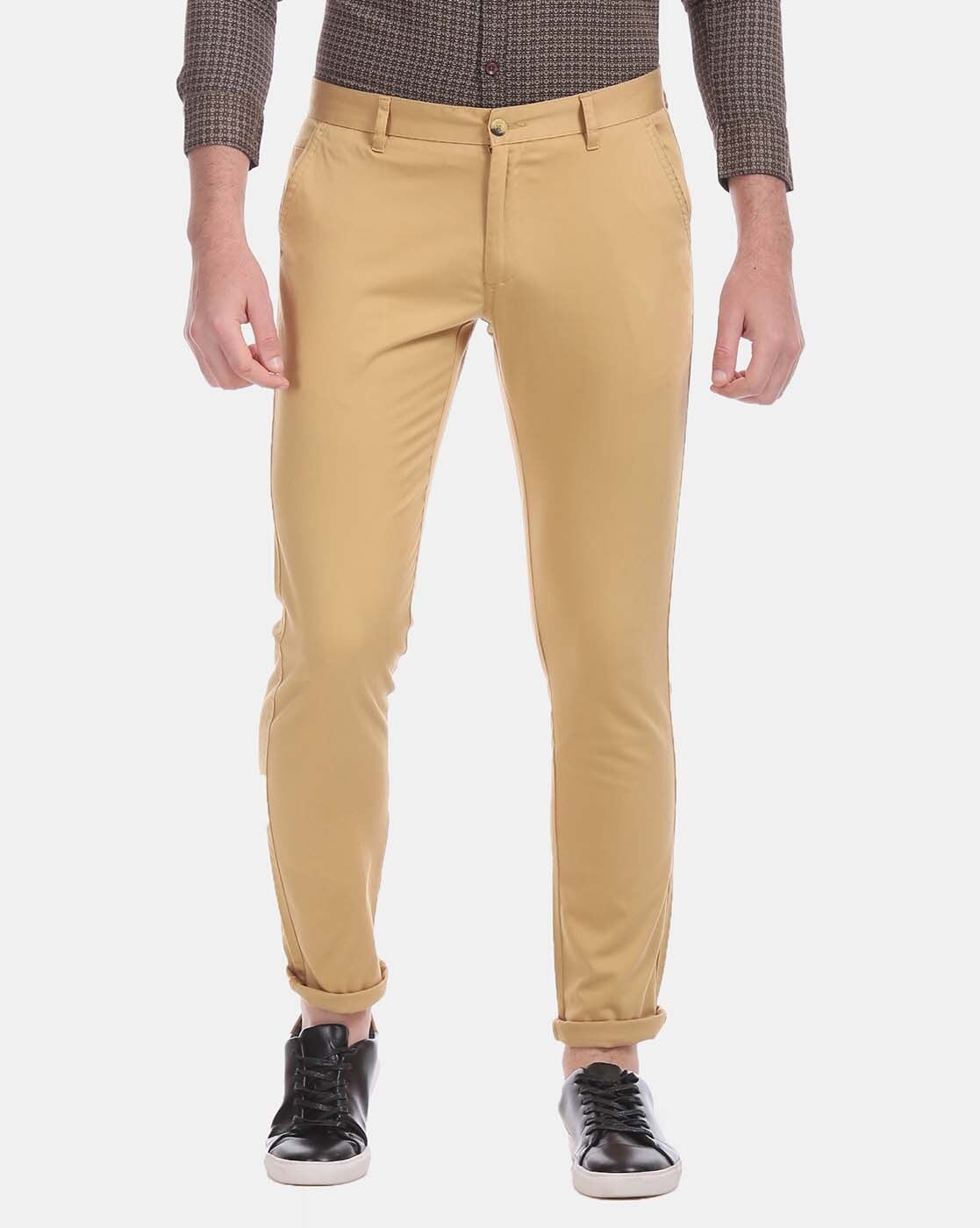Ruggers Casual Trousers  Buy Ruggers Men Khaki Mid Rise Solid Casual  Trousers Online  Nykaa Fashion