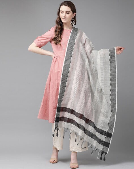 Stripe-Woven Dupatta with Tassels Price in India