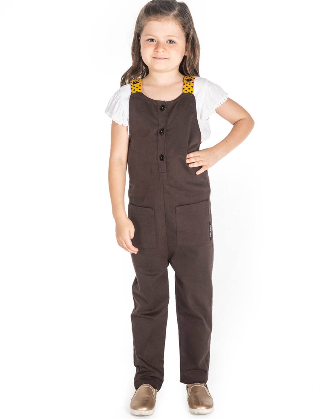 girls khaki dungarees