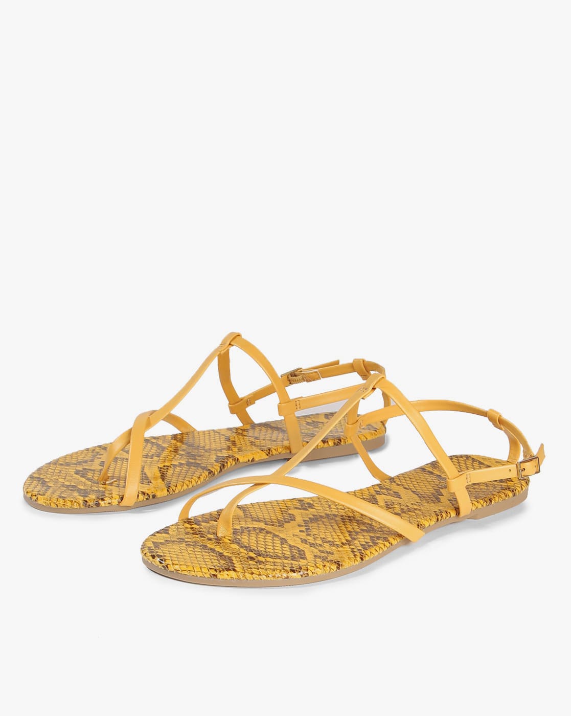 yellow strappy flat sandals