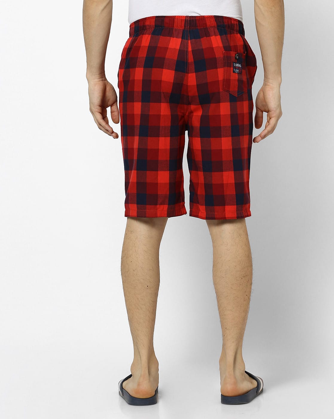 red checkered shorts