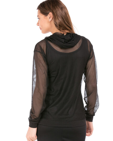 Sheer sales mesh hoodie